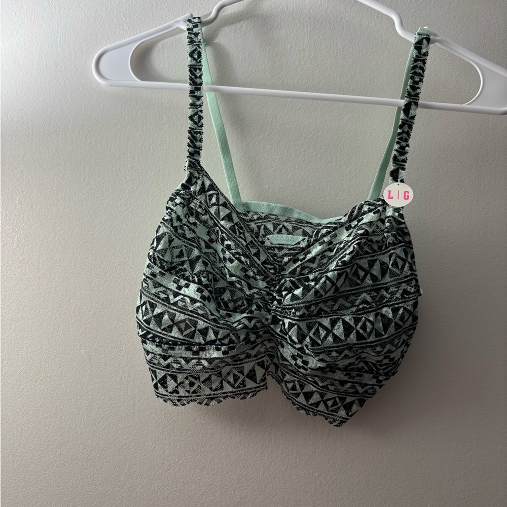 Patterned Green and Black Bralette